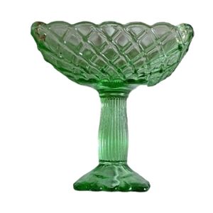 Vintage L.E. Smith Green Glass Trellis Compote
